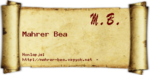 Mahrer Bea névjegykártya